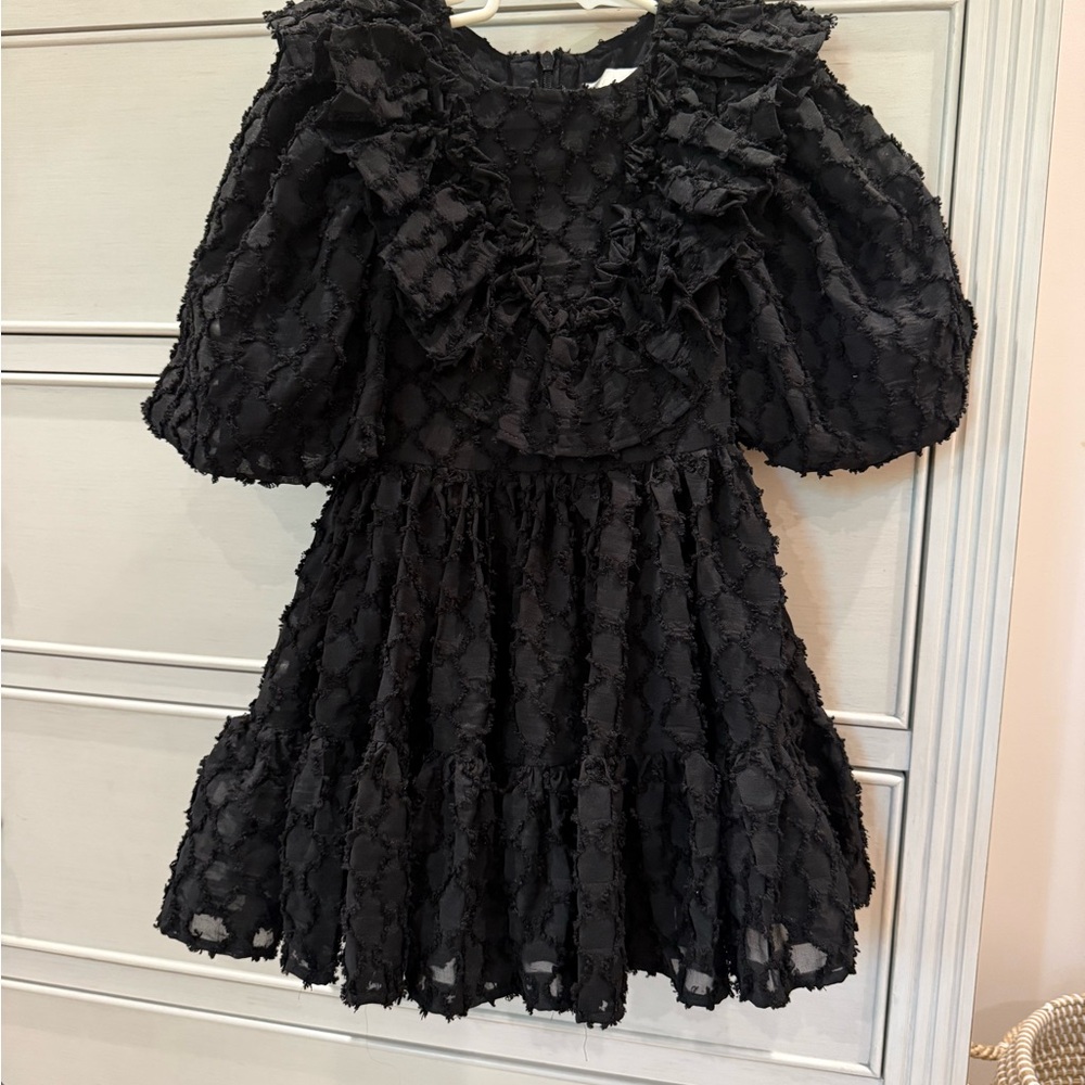 Petite Amalie Elegant Black Ruffled Dress